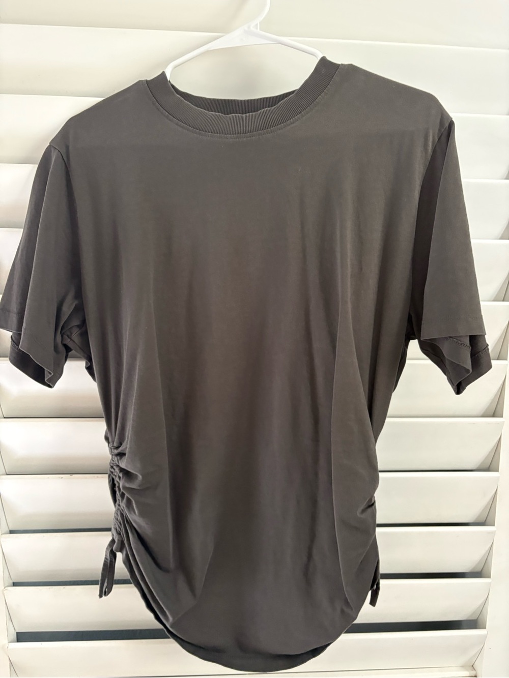 ASOS women’s Short Sleeve Ruched Side Tee - Dark Gray